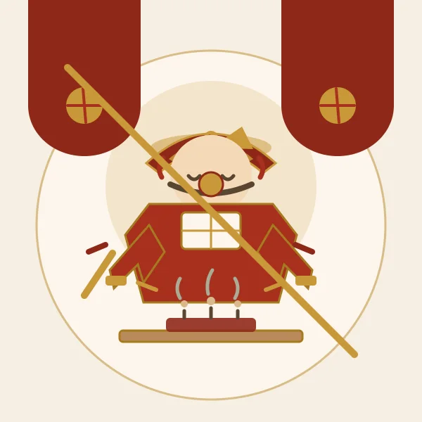 车公身穿武将铠甲持双斧神像