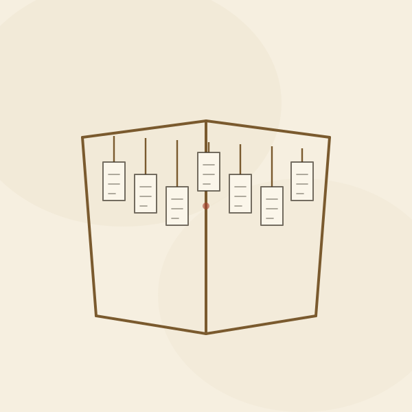 木质签架与成排签票的手绘插画,签王主题