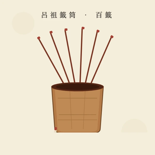 吕祖灵签竹制签筒与百签