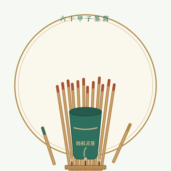 妈祖庙签筒与六十甲子竹签