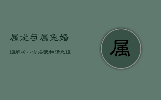 属龙与属兔婚姻解析：小吉搭配，和谐之道在于自我成长
