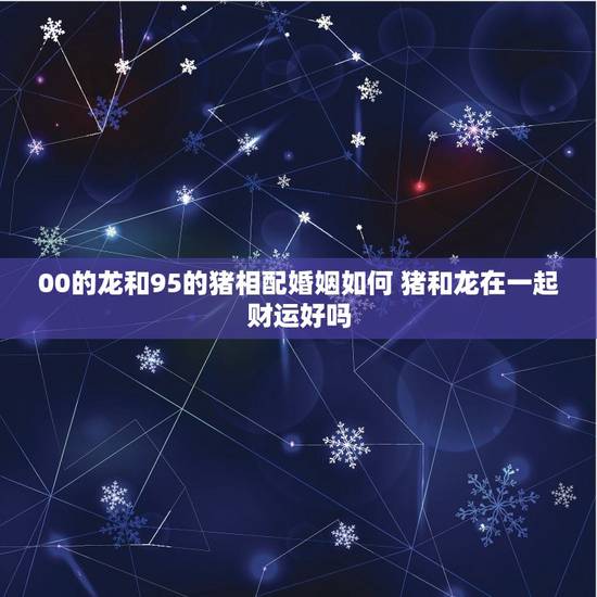 00的龙和95的猪相配婚姻如何 猪和龙在一起财运好吗