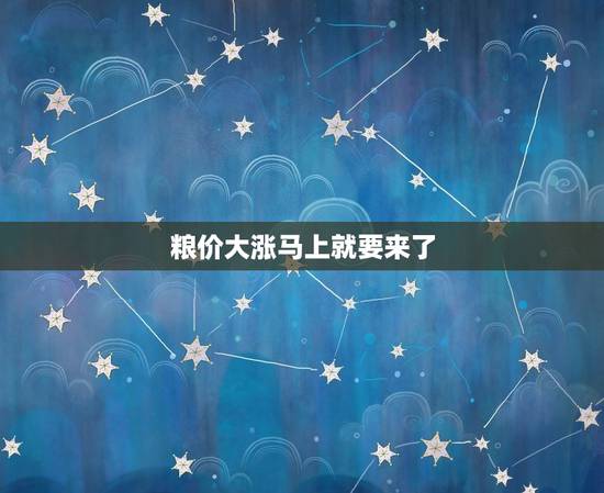 粮价大涨马上就要来了，未来粮食价格会涨吗