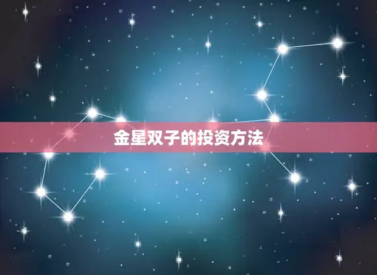金星双子的投资方法