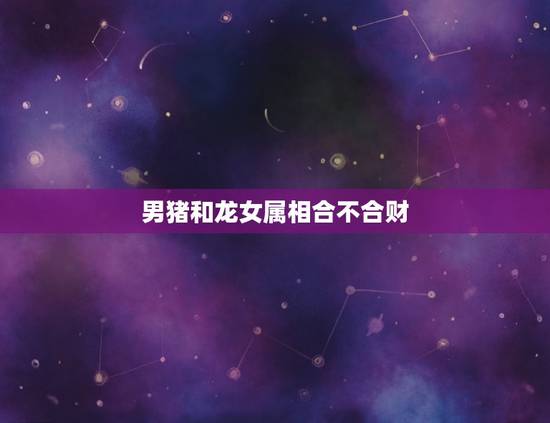 男猪和龙女属相合不合财，男猪和龙女属相合不合财呢