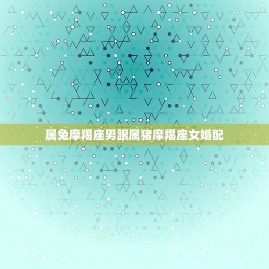 属兔摩羯座男跟属猪摩羯座女婚配，属猪男摩羯座和属兔女摩羯座的相配吗