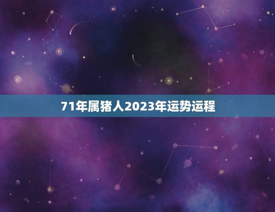 71年属猪人2023年运势运程(顺风顺水财运亨通)