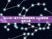 2023年一辈子不换的微信网名 2023网名微信怎么取