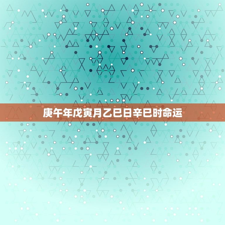 庚午年戊寅月乙巳日辛巳时命运  第1张