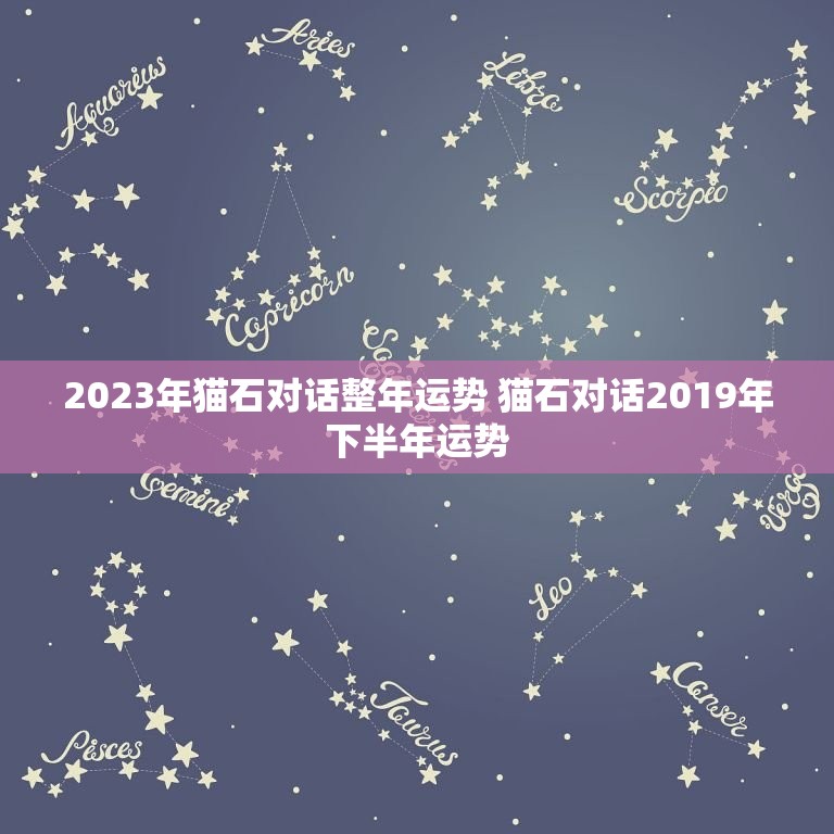 2023年猫石对话整年运势 猫石对话2019年下半年运势