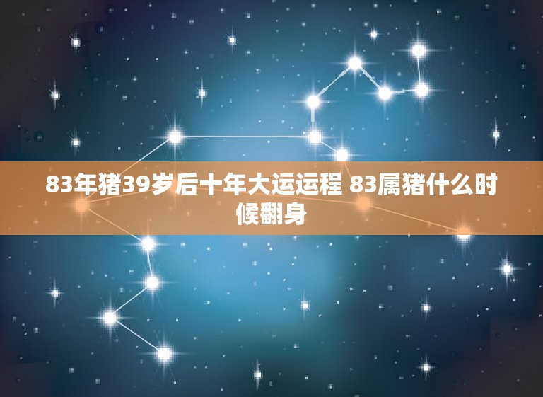 83年猪39岁后十年大运运程 83属猪什么时候翻身  第1张