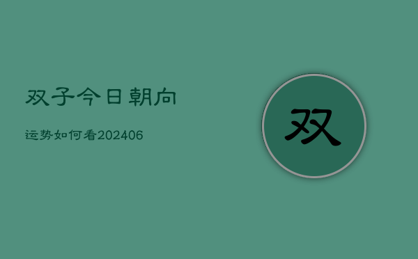 双子今日朝向运势如何看(20240615)